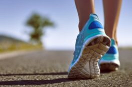 Someone is walking in the street